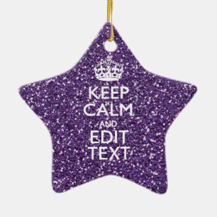 Glamour Purple Keep Calm Personalised Ceramic Ornament