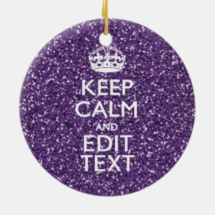 Glamour Purple Keep Calm Personalised Ceramic Tree Decoration