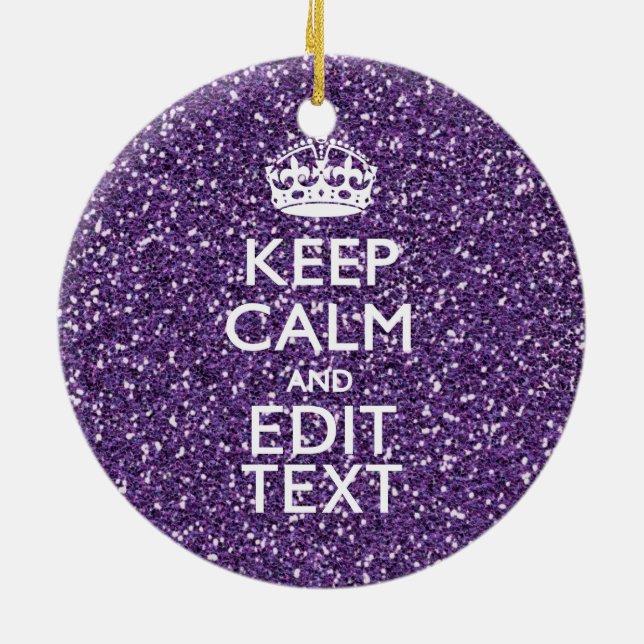 Glamour Purple Keep Calm Personalised Ceramic Tree Decoration (Back)