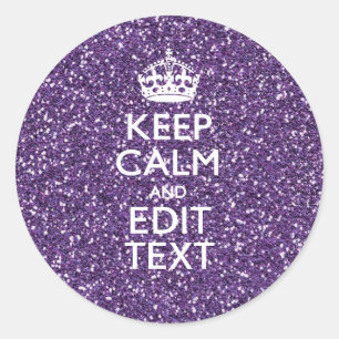 Glamour Purple Keep Calm Personalised Classic Round Sticker