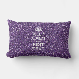 Glamour Purple Keep Calm Personalised Lumbar Cushion