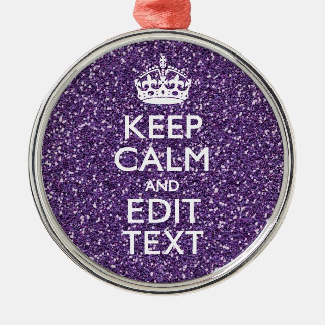 Glamour Purple Keep Calm Personalised Metal Tree Decoration (Front)