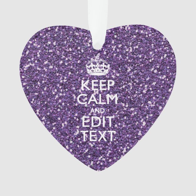 Glamour Purple Keep Calm Personalised Ornament (Front)