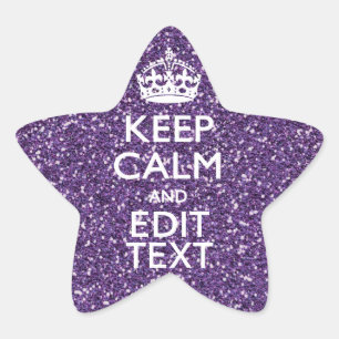 Glamour Purple Keep Calm Personalised Star Sticker