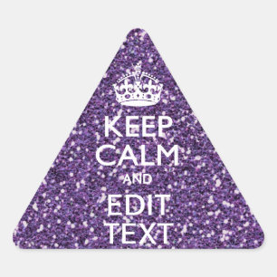 Glamour Purple Keep Calm Personalised Triangle Sticker