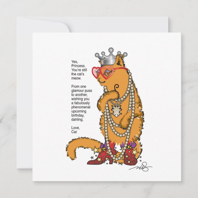 Glamour Puss Bestie Birthday Wish Invitation (Front)