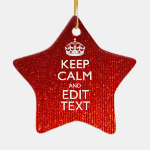 Glamour Red Festive Personalised Keep Calm Ceramic Tree Decoration