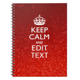 Glamour Red Festive Personalised Keep Calm Notebook