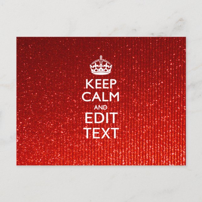Glamour Red Festive Personalised Keep Calm Postcard (Front)