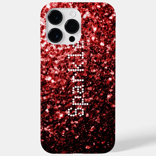 Glamour Red Glitter sparkles Personalise Case-Mate iPhone Case (Back)
