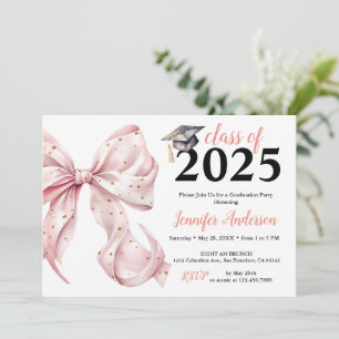 Glamour Rose Gold Bow Graduation Party Invitation