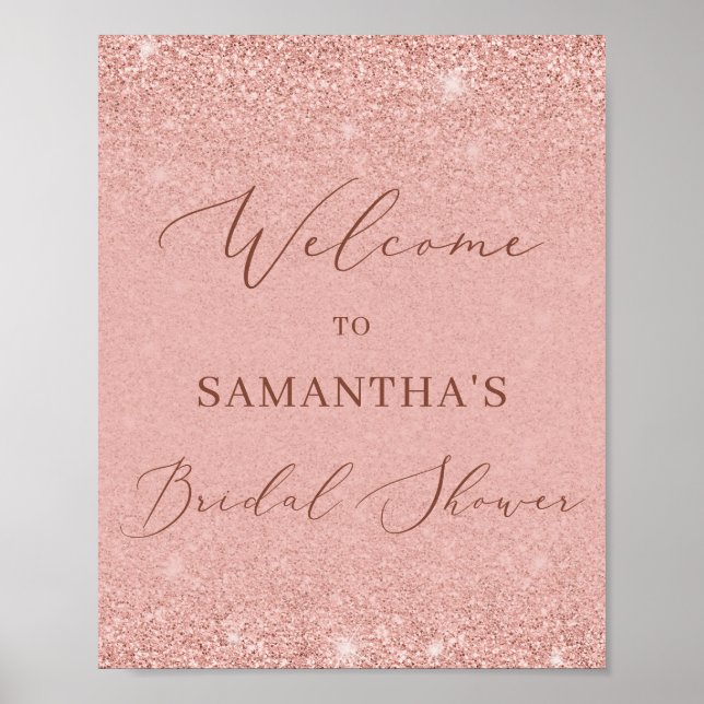 Glamour rose gold bridal shower welcome sign (Front)
