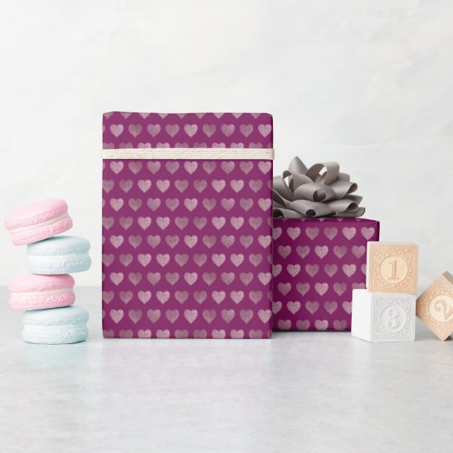 Glamour Rose Gold Hearts Faux Glitter Pattern  Wrapping Paper (Baby Shower)