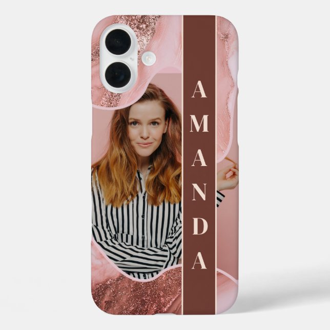 Glamour Rose Gold Marble Shine Photo Case-Mate iPhone Case (Back)