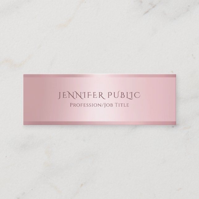 Glamour Rose Gold Modern Elegant Template Mini Business Card (Front)