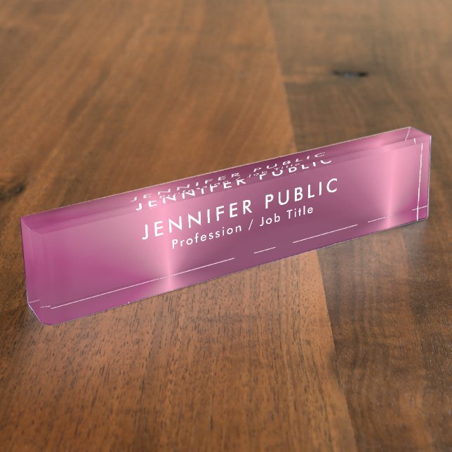 Glamour Rose Gold Name Text Template Elegant Nameplate (Side)