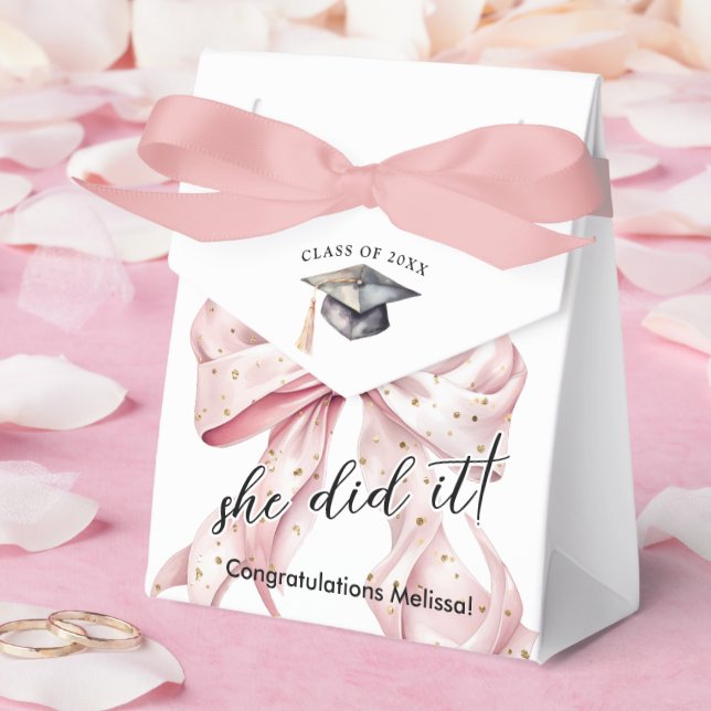 Glamour Rosegold Bow Graduation Favour Box (Wedding)