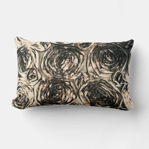 Glamour Roses Gold Bronze Rustic Floral Glam Lumbar Cushion