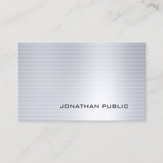 Glamour Silver Elegant Modern Professional Trendy Business Card (Front)