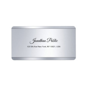 Glamour Silver Template Modern Elegant Script Cool Label