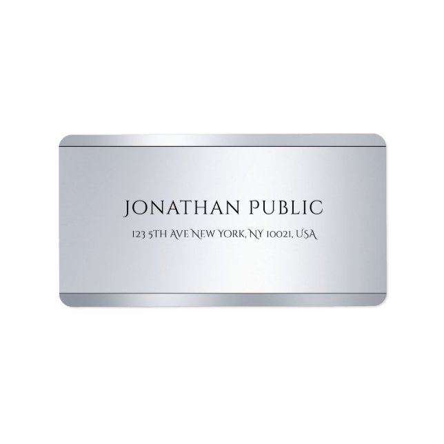 Glamour Template Professional Silver Modern Chic Label (Front)