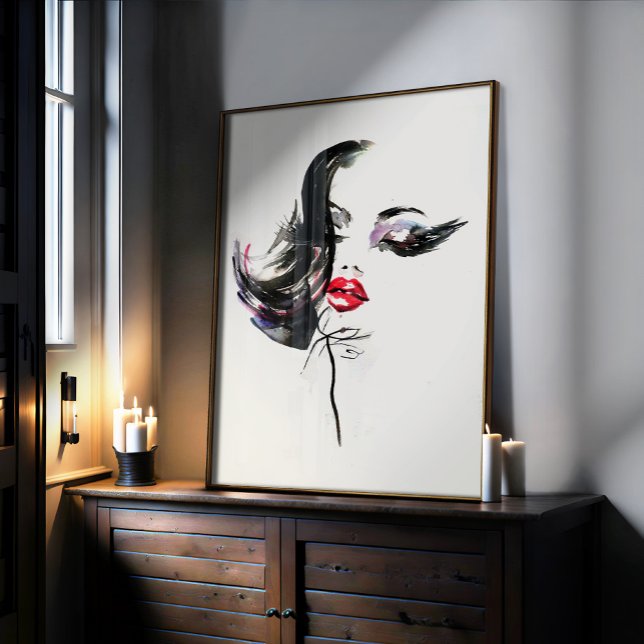 Glamour Watercolor Black White Simple Boutique Art Poster (Creator Uploaded)