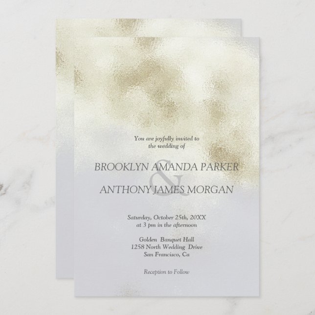 Glamour White Opal Wedding Invitation (Front/Back)
