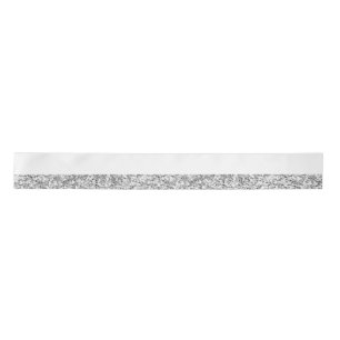 Glamour White Stripes with Silver Glitter Printed Satin Ribbon