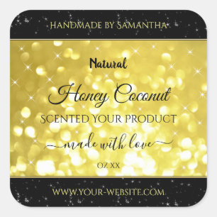 Glamour Yellow Gold Sparkle Glitter Product Labels