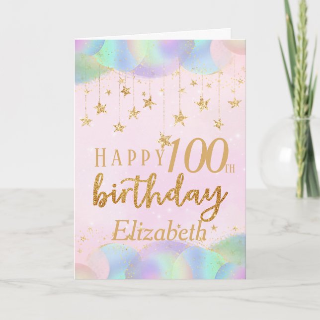 Glamourous 100th Birthday Gold Glitter Card (Front)
