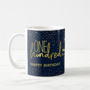 Glamourous 100th Birthday Navy Gold Coffee Mug