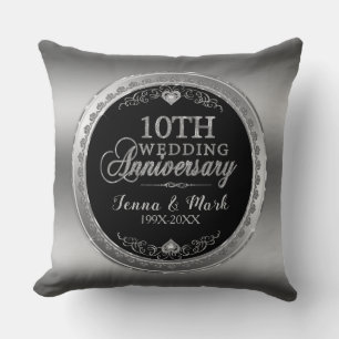 Glamourous 10th Silver Wedding Template Cushion
