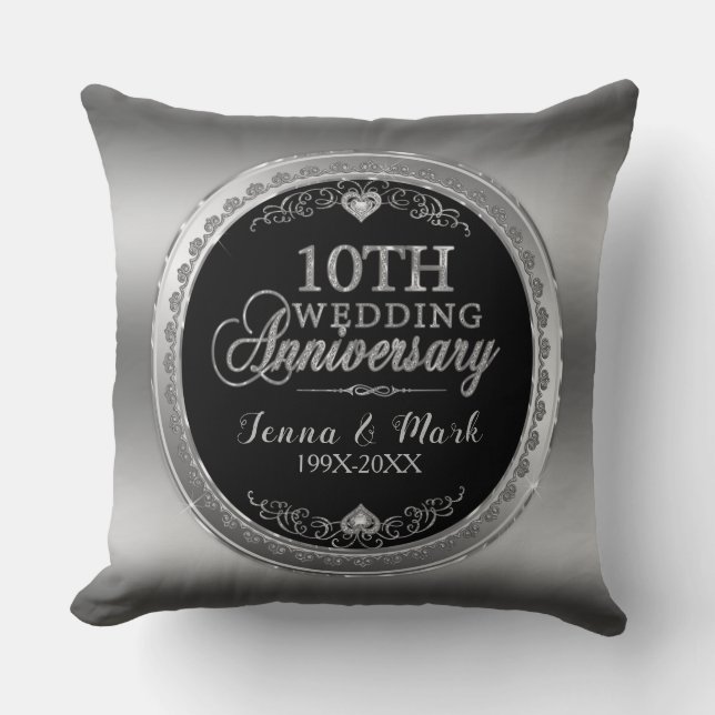 Glamourous 10th Silver Wedding Template Cushion (Front)
