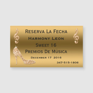 Glamourous 16th Save The Date Gold Stiletto
