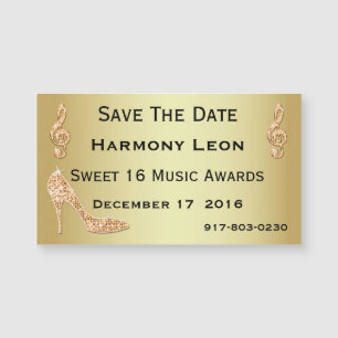 Glamourous 16thSave The Date Gold Stiletto