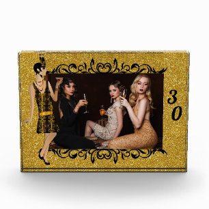 Glamourous 1920s Flapper Girl Gold 30th Photo Block