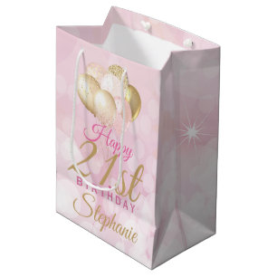 Glamourous 21st Birthday Balloon Medium Gift Bag