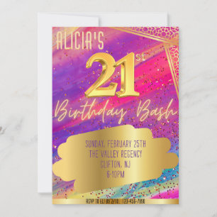 Glamourous 21st Birthday Party Invitation