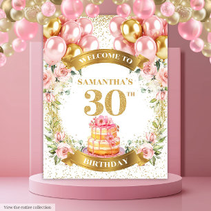 Glamourous 30th Birthday Blush Gold Birthday   Tapestry