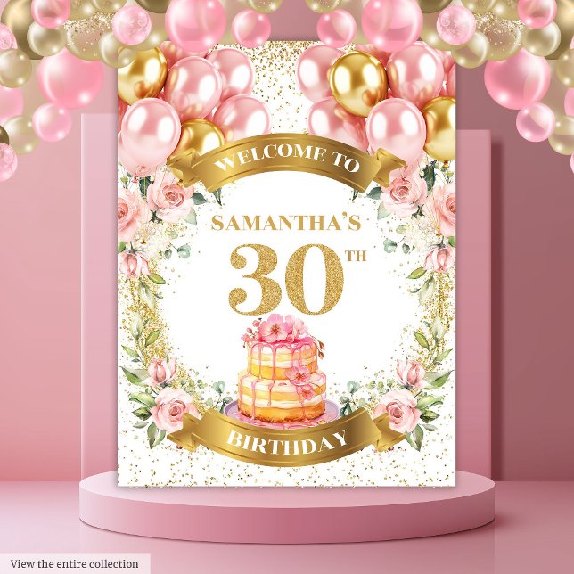 Glamourous 30th Birthday Blush Gold Birthday   Tapestry (Glamorous 30th Birthday Blush Gold Birthday Tapestry)