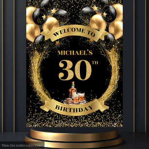 Glamourous 30th Man's Birthday Whiskey Display Tapestry