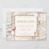 Glamourous 40th Party Gold Confetti Flutes Balloon