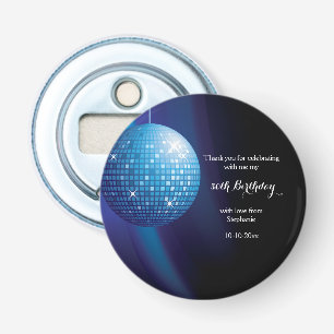 Glamourous 50th Birthday Blue Party Disco Ball Bottle Opener