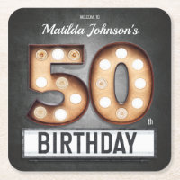 Glamourous 50th Birthday Light Bulb Marquee Custom