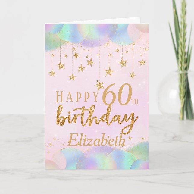 Glamourous 60th Birthday Gold Glitter Card (Front)