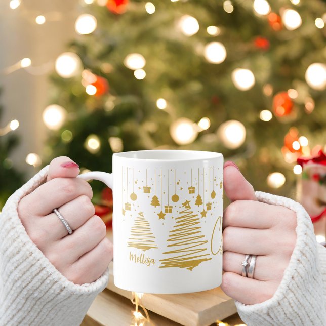 Glamourous Abstract Gold Christmas Tree Coffee Mug (Creator Uploaded)