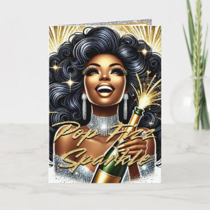 Glamourous African American Woman New Year’s Card