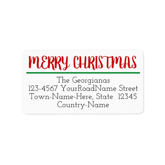 Glamourous and Sophisticated "MERRY CHRISTMAS" Label (Front)