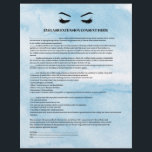 Glamourous Azure EYELASH EXTENSION CONSENT FORM Flyer<br><div class="desc">Eyelash Extensions Consent forms are perfect for your Lash Extension business. This modern and sophisticated consent form design features a glamourous , minimalistic illustration of a woman's eyelashes a title and a block where you can insert all your informed consent details on a luxury watercolor light blue azure background. Need...</div>