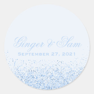 Glamourous Baby Blue Glitter Wedding Stickers